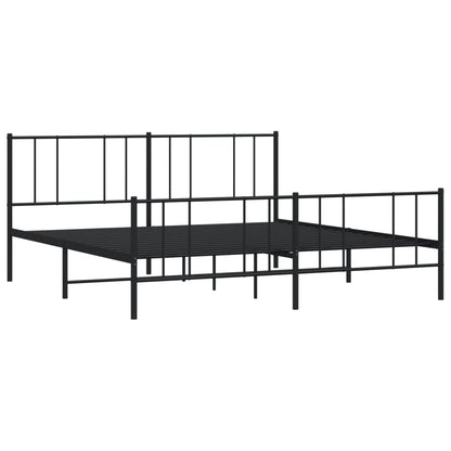 Bedframe Met Hoofd- En Voeteneinde Metaal 200 x 200 cm Zwart met hoofdbord & voetbord