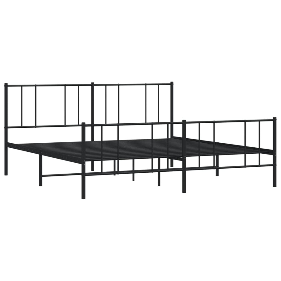 Bedframe Met Hoofd- En Voeteneinde Metaal 200 x 200 cm Zwart met hoofdbord & voetbord