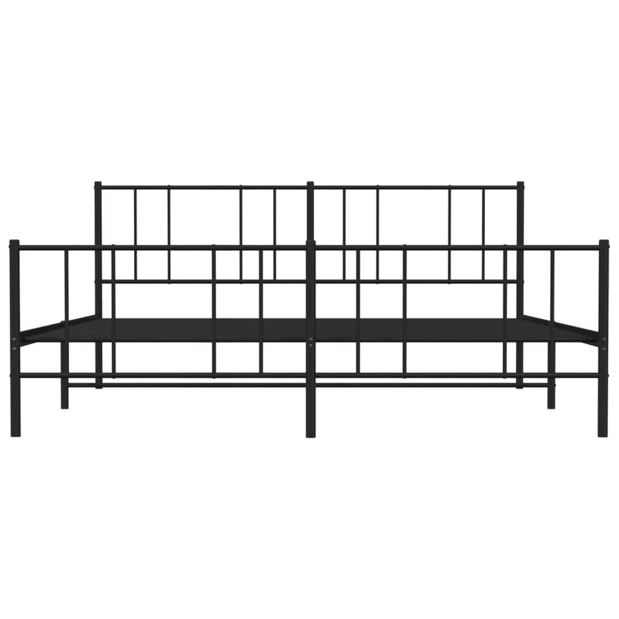 Bedframe Met Hoofd- En Voeteneinde Metaal 200 x 200 cm Zwart met hoofdbord & voetbord