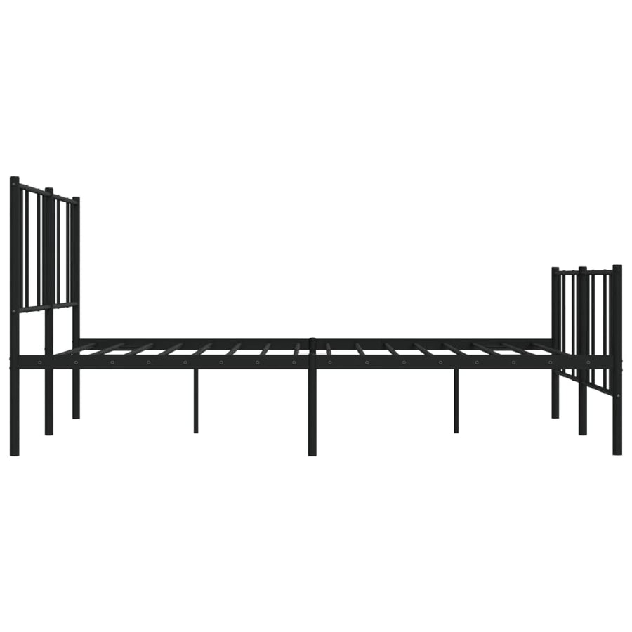 Bedframe Met Hoofd- En Voeteneinde Metaal 200 x 200 cm Zwart met hoofdbord & voetbord