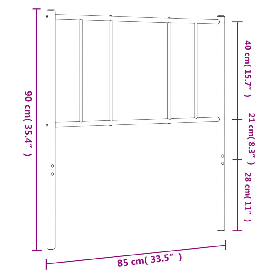 Hoofdbord Metaal Zwart 80 Cm