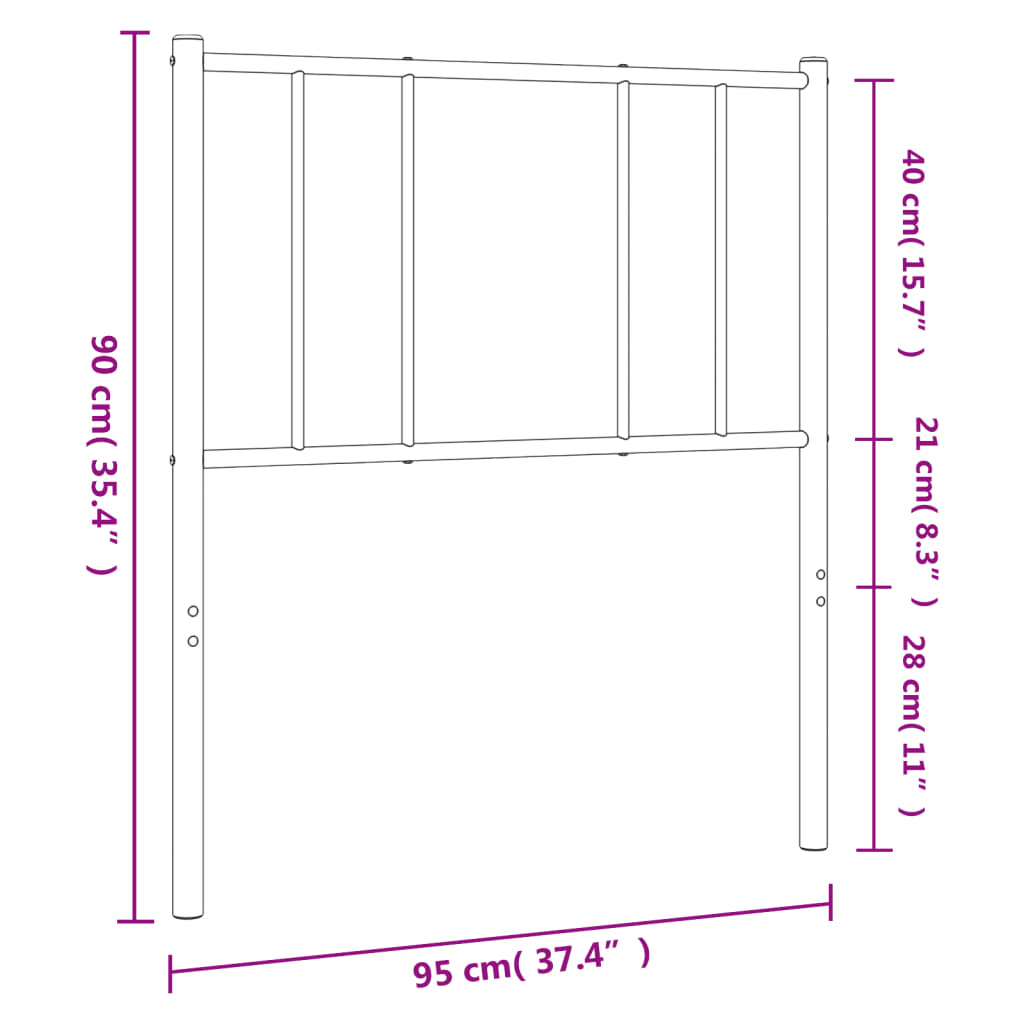 Hoofdbord 90 Cm Metaal Zwart