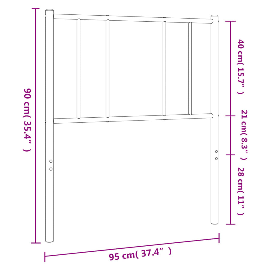 Hoofdbord 90 Cm Metaal Zwart