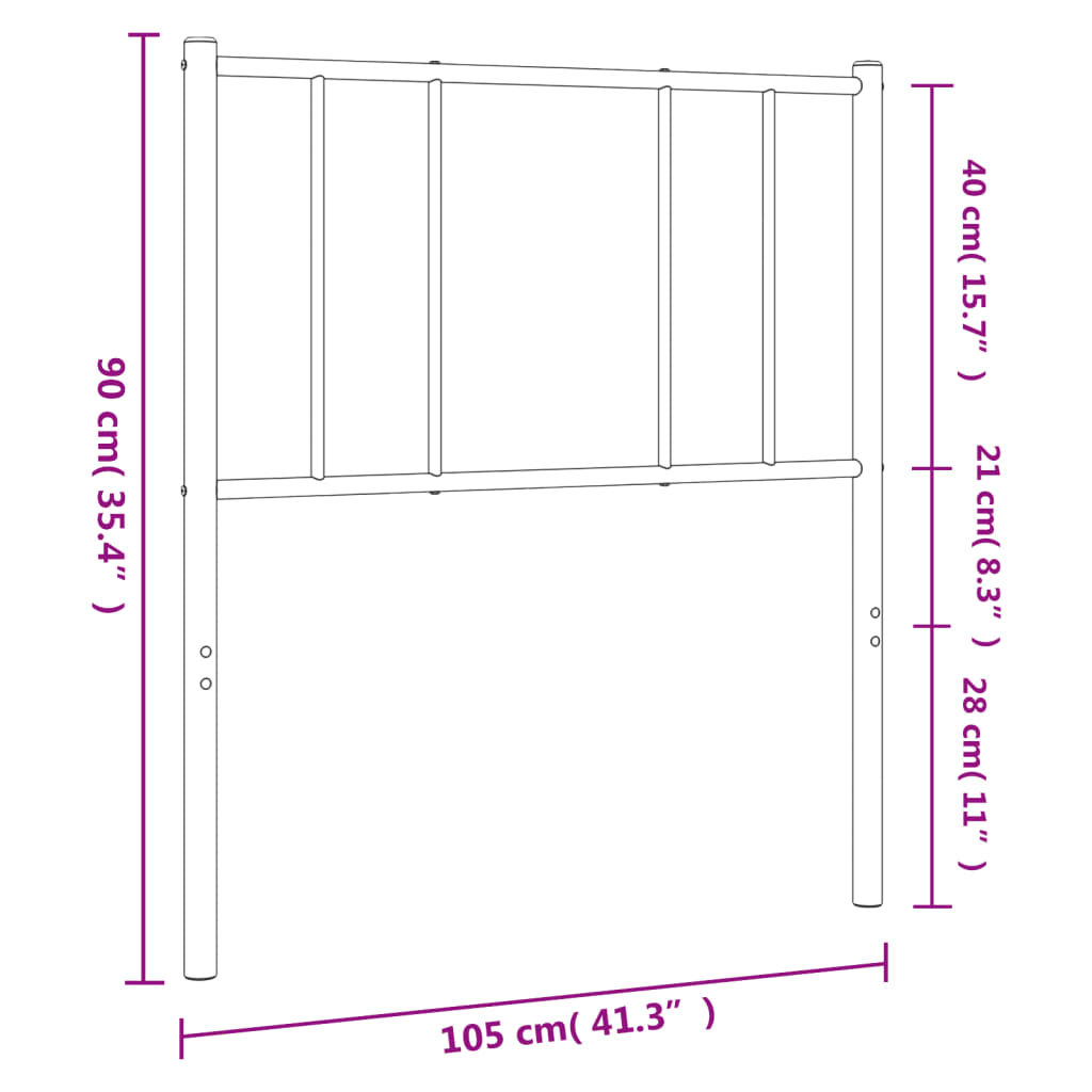 Hoofdbord Metaal Zwart 100 Cm