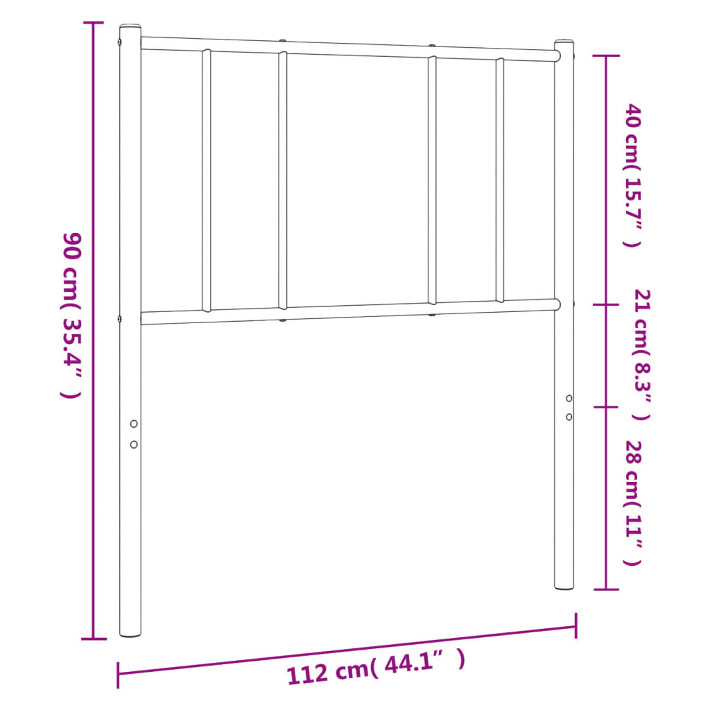 Hoofdbord metaal 107 cm zwart