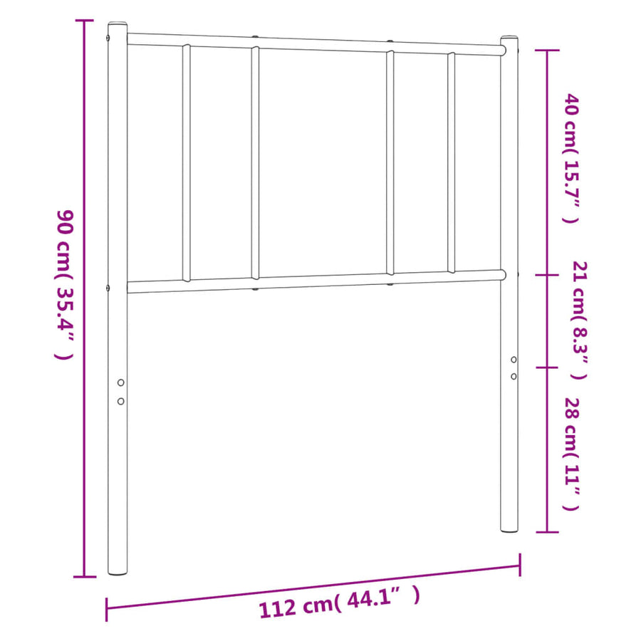 Hoofdbord metaal 107 cm zwart