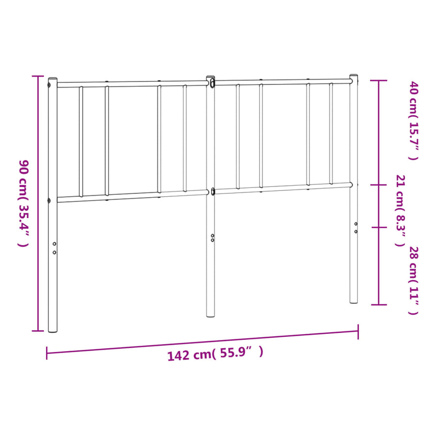 Hoofdbord 135 Cm Metaal Zwart