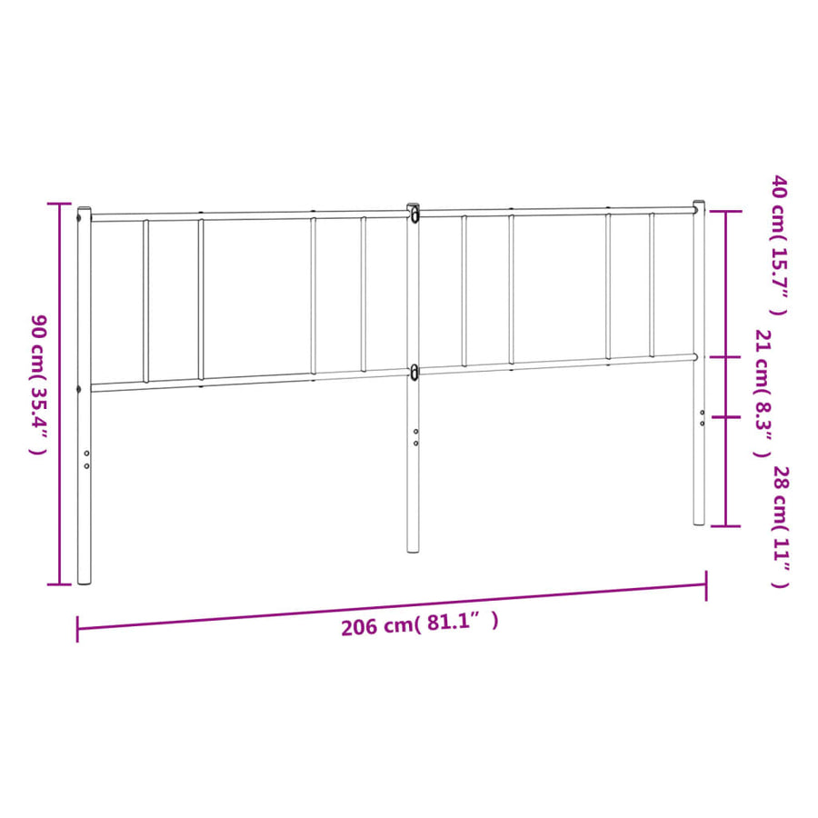 Hoofdbord Metaal Zwart 200 Cm