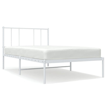Bedframe Metaal 75 X 190 Cm Wit met hoofdbord