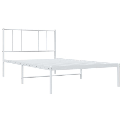 Bedframe Metaal 75 X 190 Cm Wit met hoofdbord