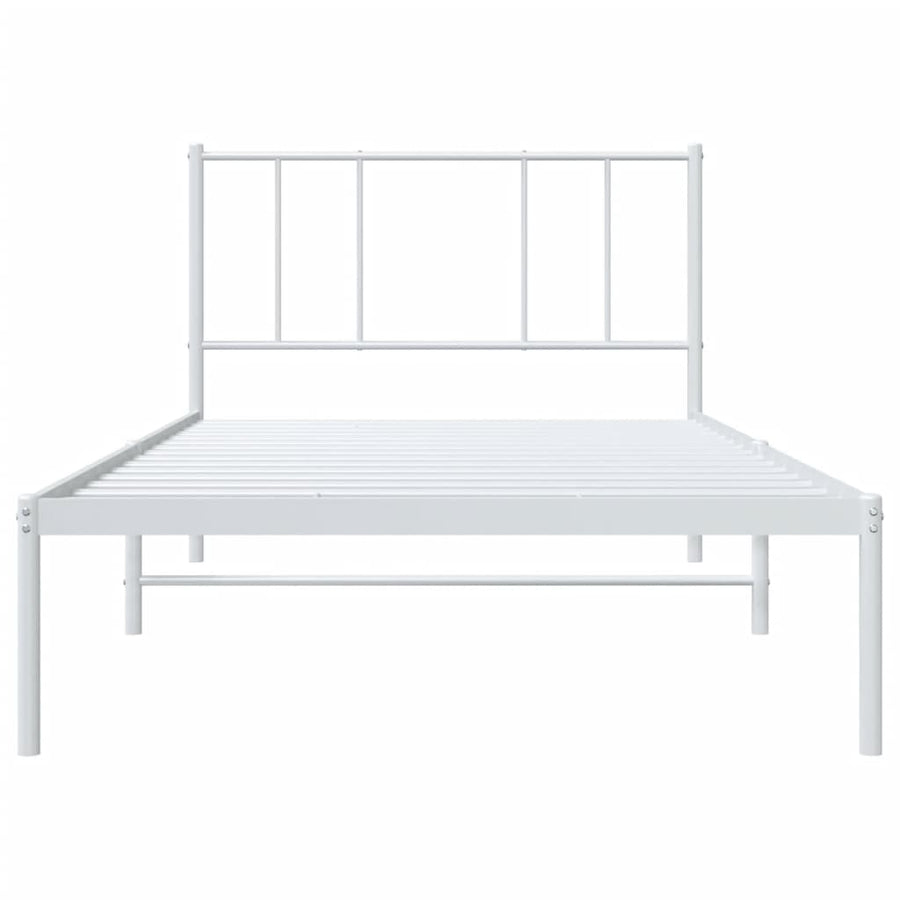 Bedframe Metaal 75 X 190 Cm Wit met hoofdbord