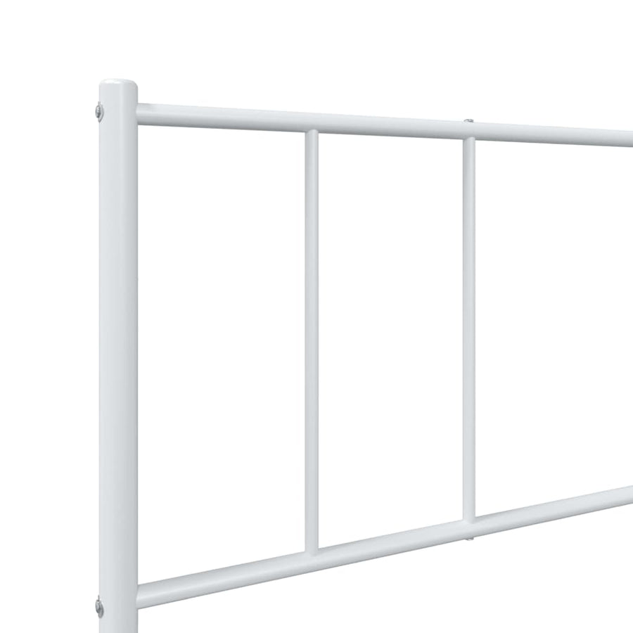 Bedframe Metaal 75 X 190 Cm Wit met hoofdbord
