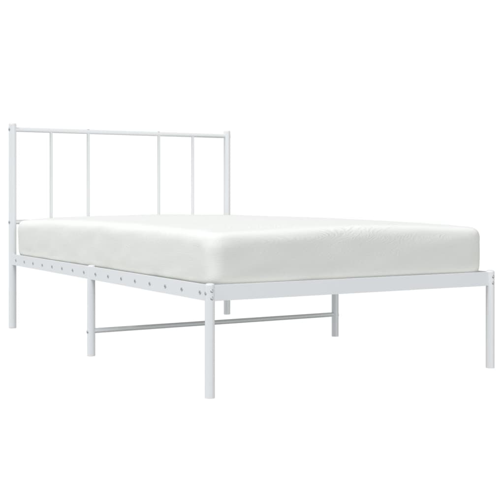 Bedframe Metaal 80 x 200 cm Wit met hoofdbord