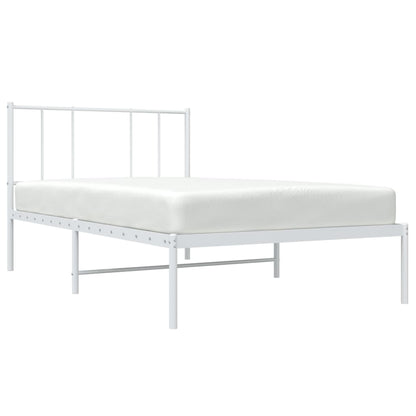 Bedframe Metaal 80 x 200 cm Wit met hoofdbord