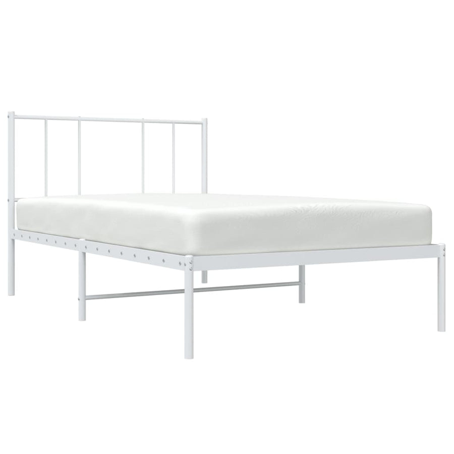 Bedframe Metaal 80 x 200 cm Wit met hoofdbord