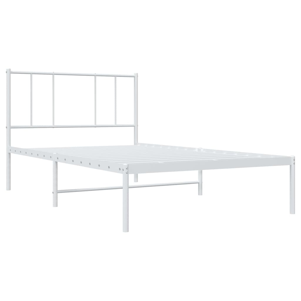 Bedframe Metaal 80 x 200 cm Wit met hoofdbord