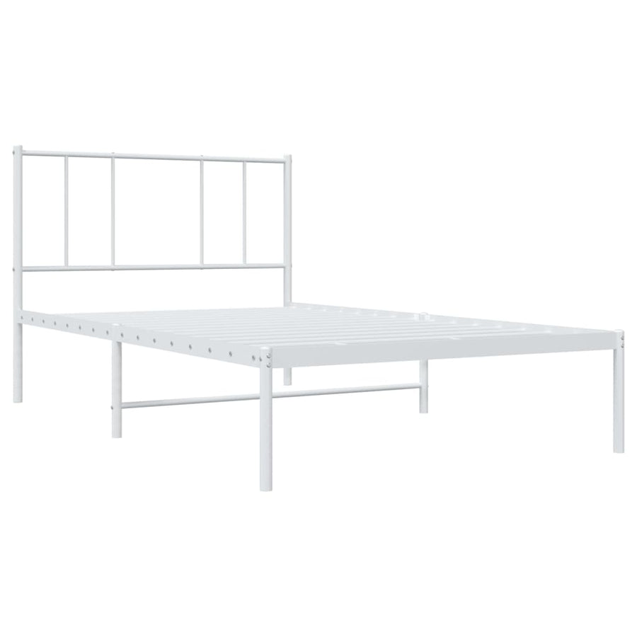 Bedframe Metaal 80 x 200 cm Wit met hoofdbord