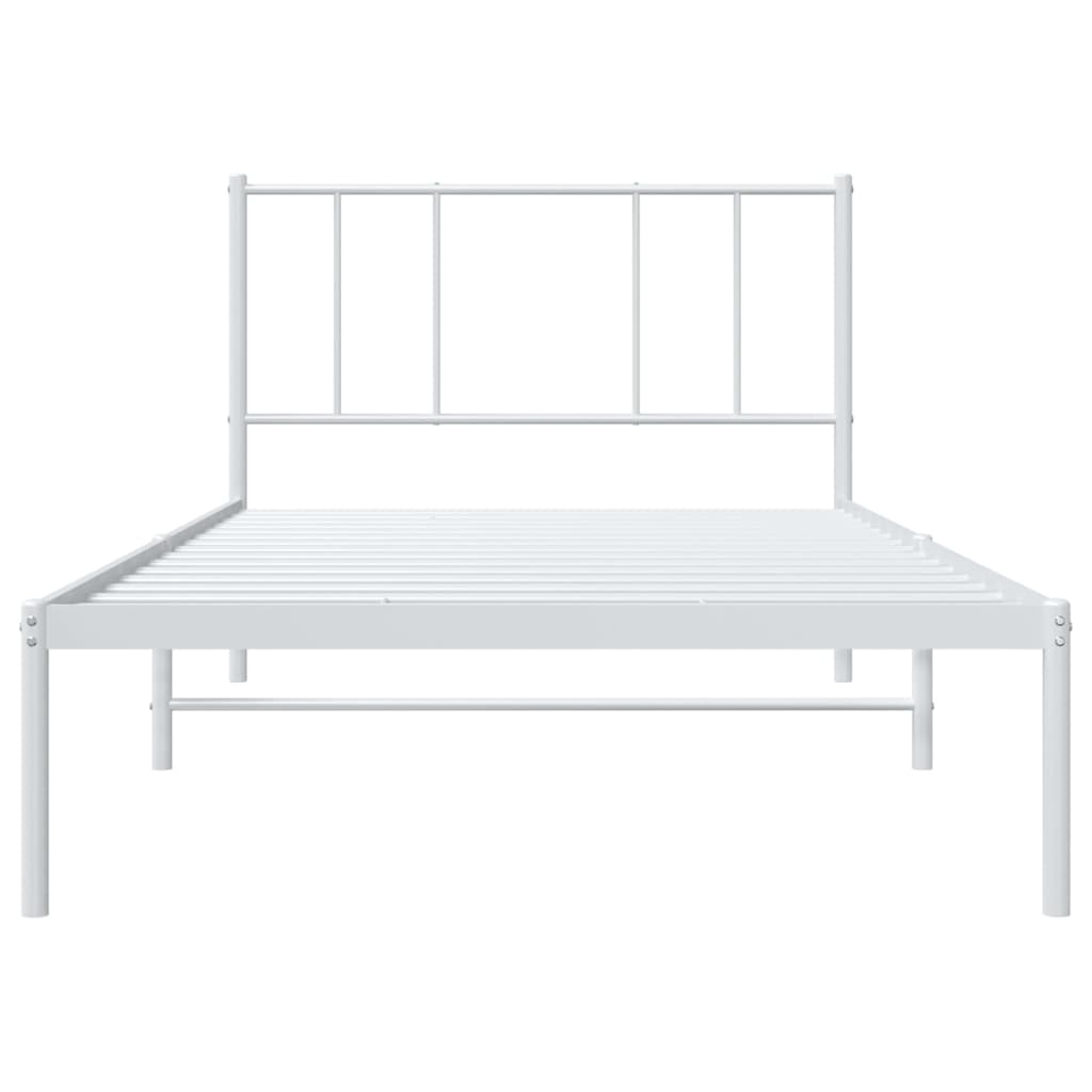 Bedframe Metaal 80 x 200 cm Wit met hoofdbord