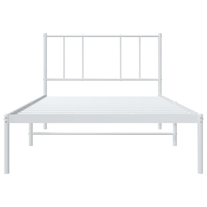 Bedframe Metaal 80 x 200 cm Wit met hoofdbord