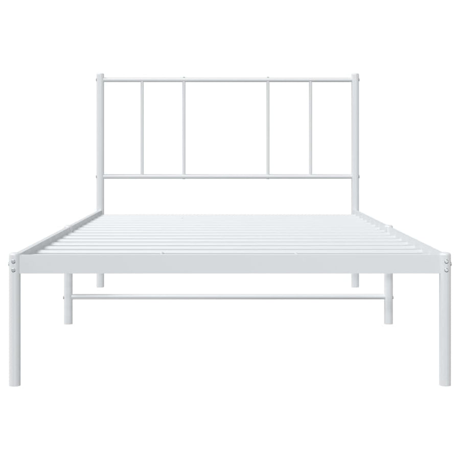 Bedframe Metaal 80 x 200 cm Wit met hoofdbord