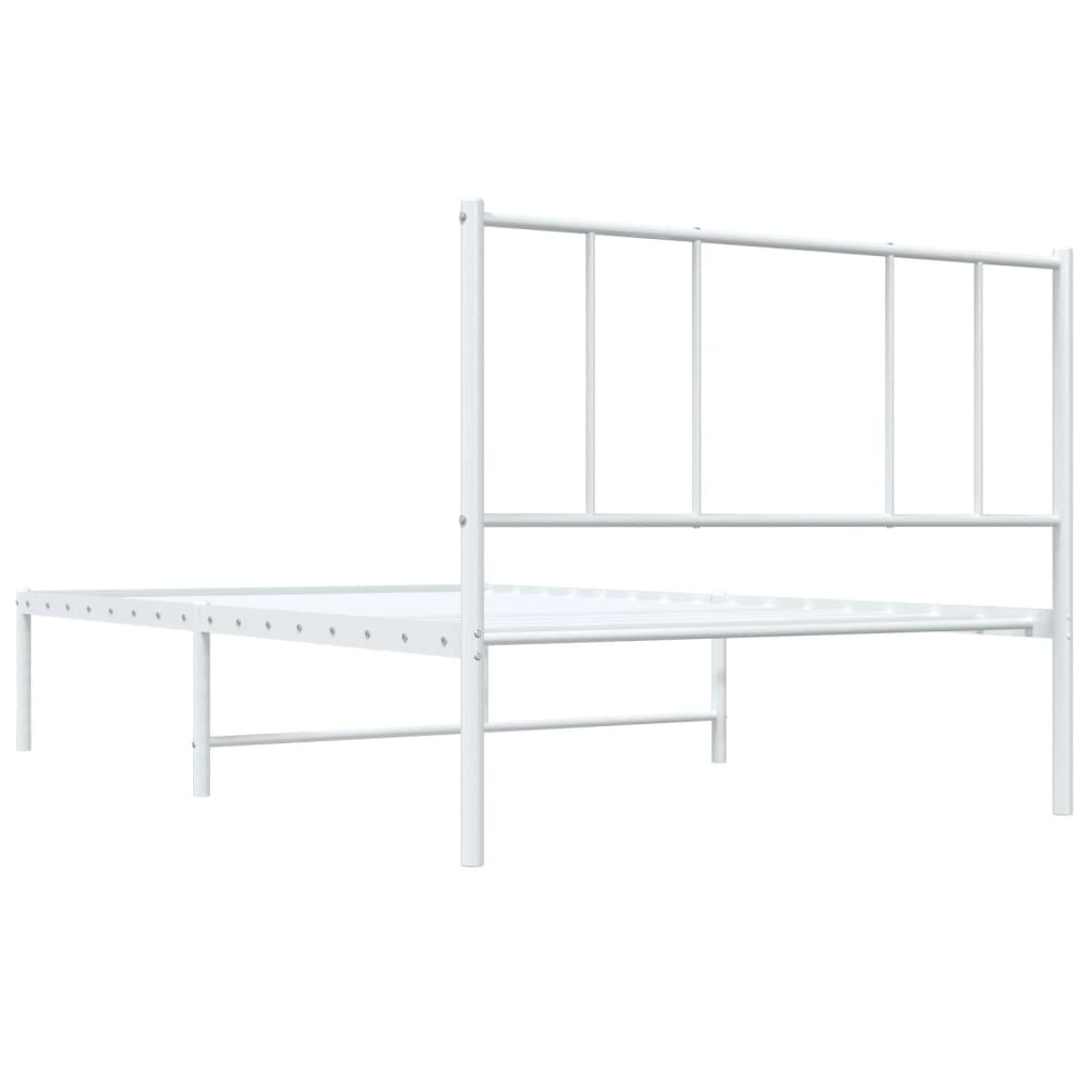 Bedframe Metaal 80 x 200 cm Wit met hoofdbord