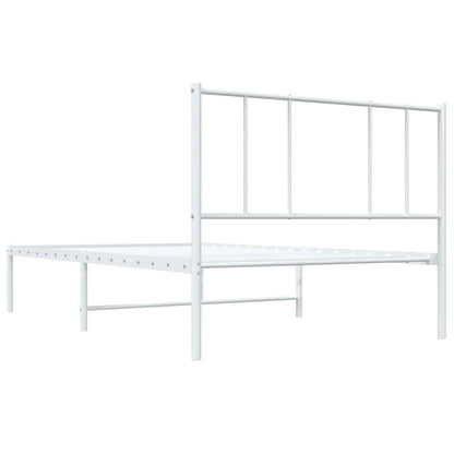 Bedframe Metaal 80 x 200 cm Wit met hoofdbord