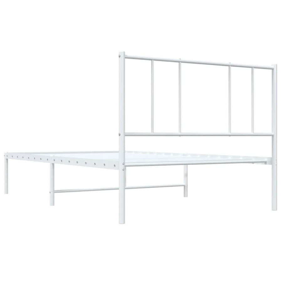 Bedframe Metaal 80 x 200 cm Wit met hoofdbord