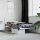 Bedframe metaal wit 80x200 cm met hoofdbord