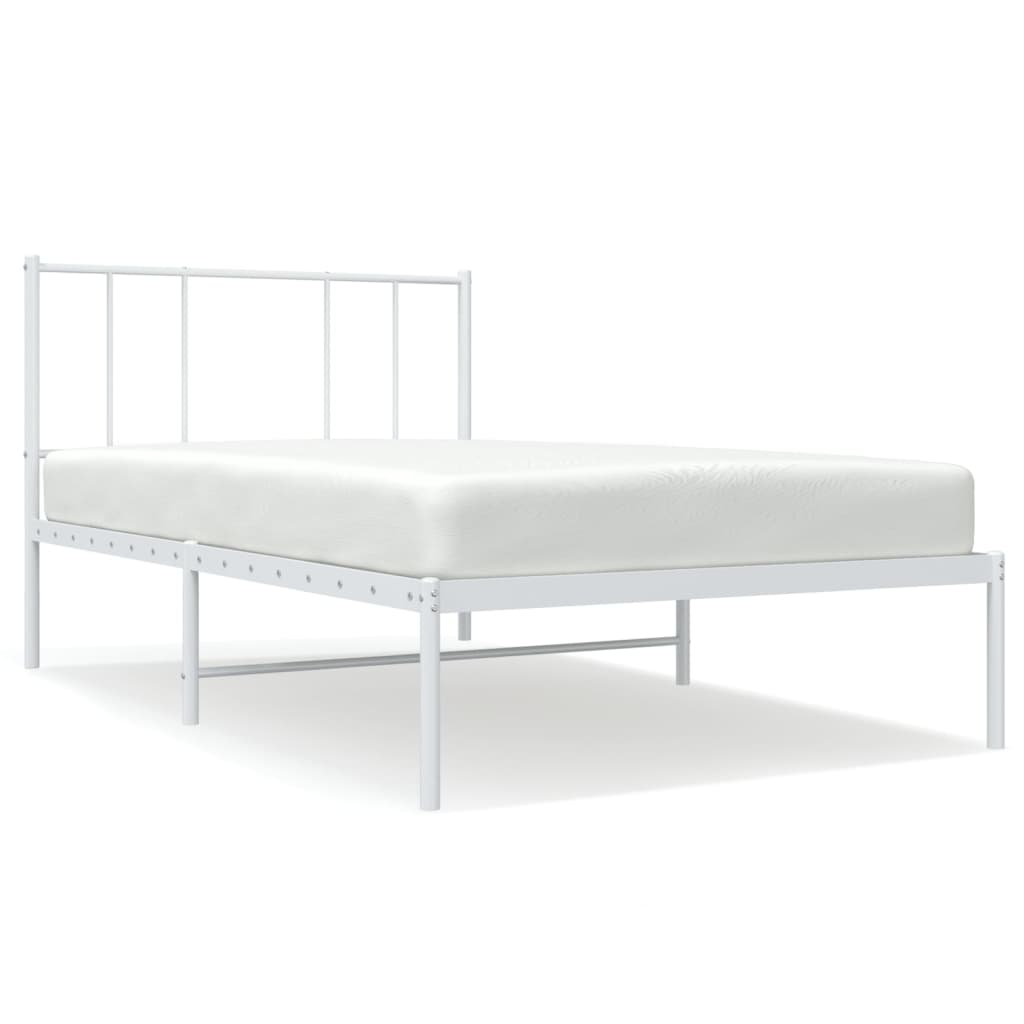Bedframe Metaal 90 x 190 cm Wit met hoofdbord