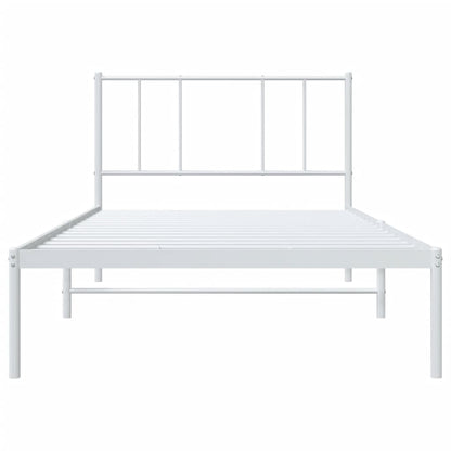 Bedframe Metaal 90 x 190 cm Wit met hoofdbord