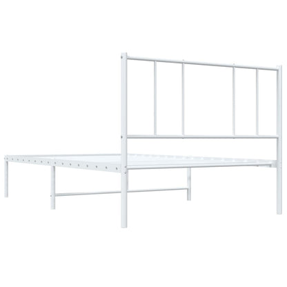 Bedframe Metaal 90 x 190 cm Wit met hoofdbord