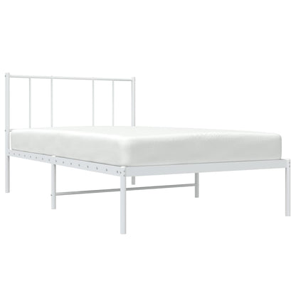 Bedframe Metaal 90 x 200 cm Wit met hoofdbord