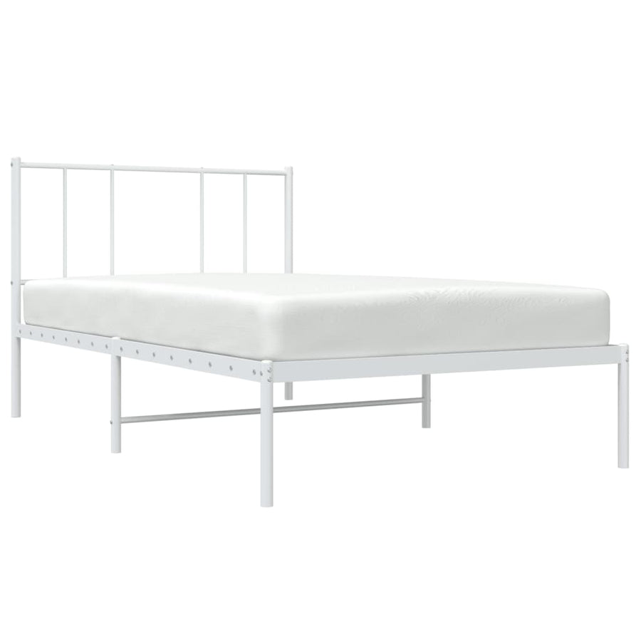 Bedframe Metaal 90 x 200 cm Wit met hoofdbord
