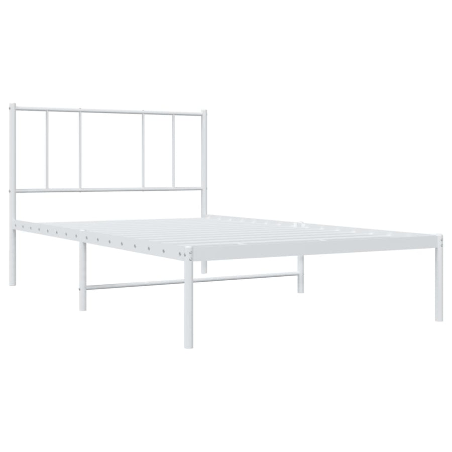 Bedframe Metaal 90 x 200 cm Wit met hoofdbord