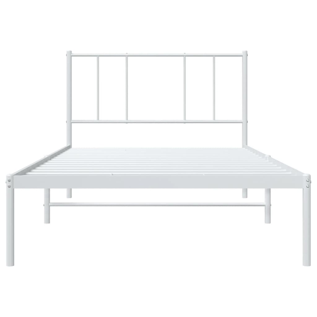 Bedframe Metaal 90 x 200 cm Wit met hoofdbord