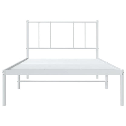 Bedframe Metaal 90 x 200 cm Wit met hoofdbord