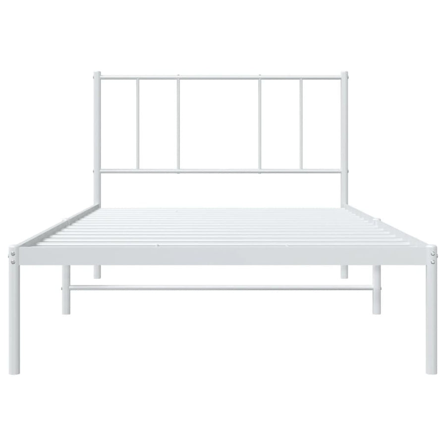 Bedframe Metaal 90 x 200 cm Wit met hoofdbord