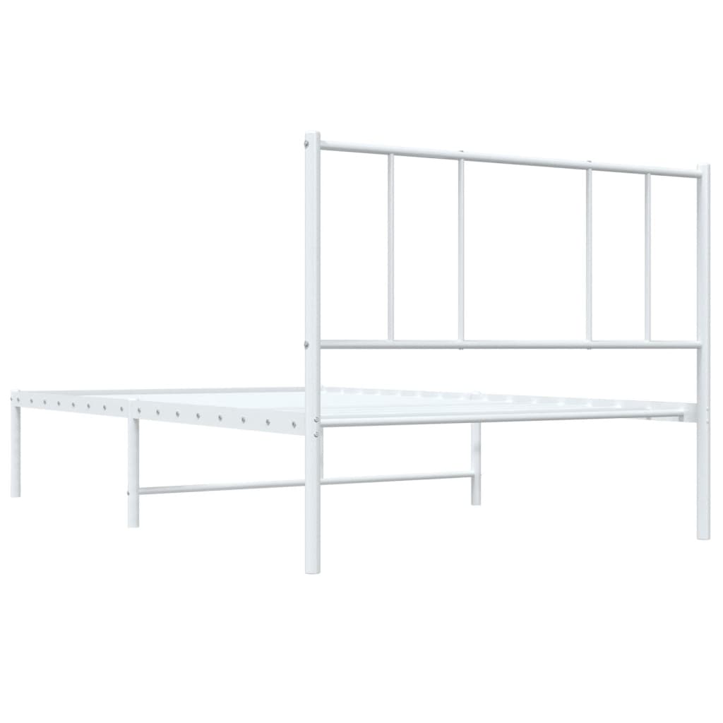 Bedframe Metaal 90 x 200 cm Wit met hoofdbord