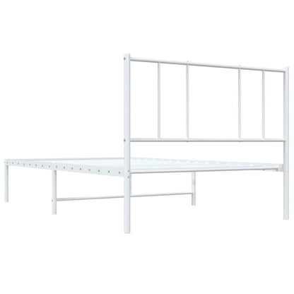 Bedframe Metaal 90 x 200 cm Wit met hoofdbord