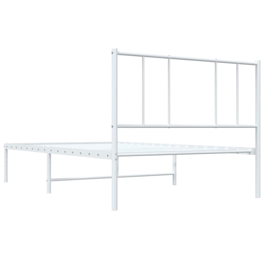 Bedframe Metaal 90 x 200 cm Wit met hoofdbord