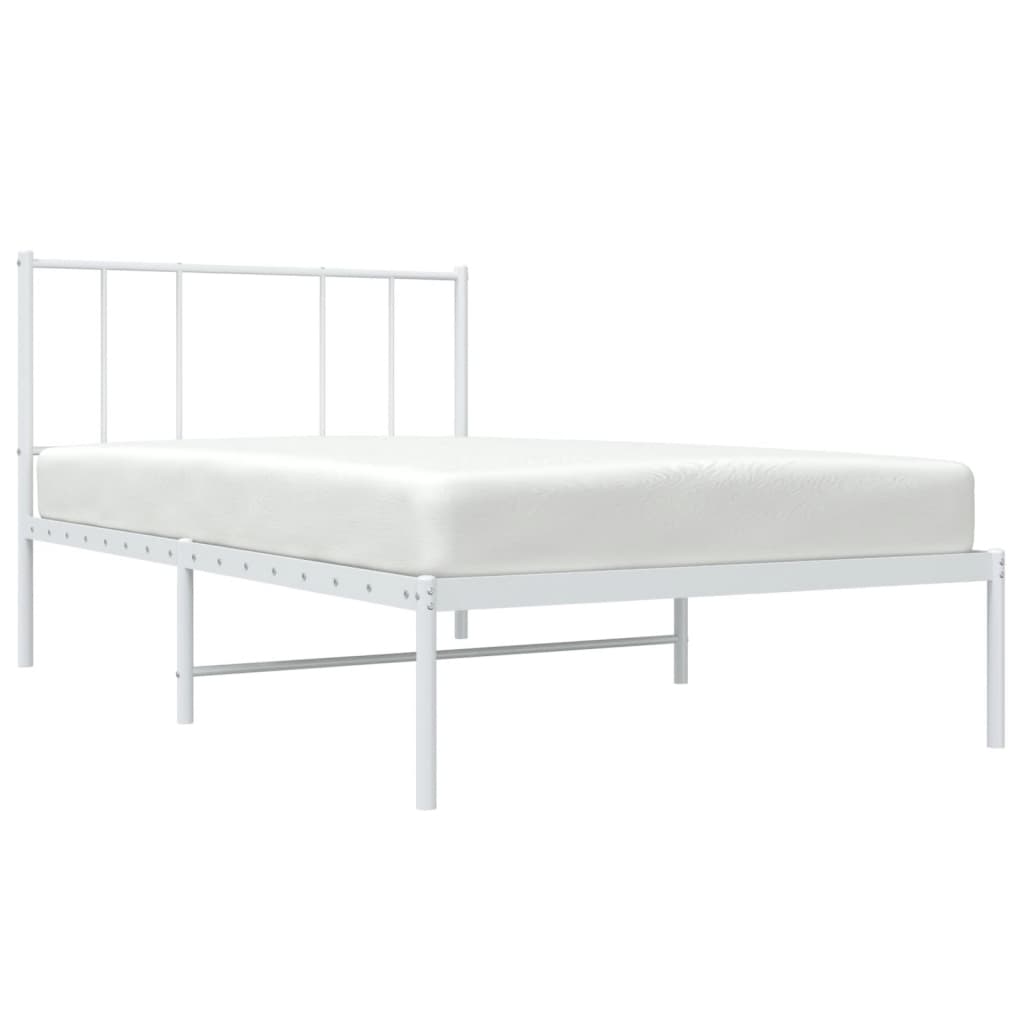 Bedframe met hoofdbord metaal wit 100x190 cm