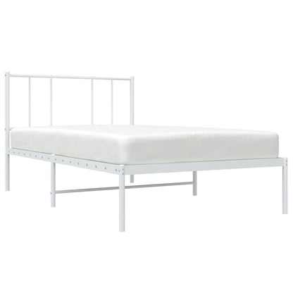 Bedframe met hoofdbord metaal wit 100x190 cm