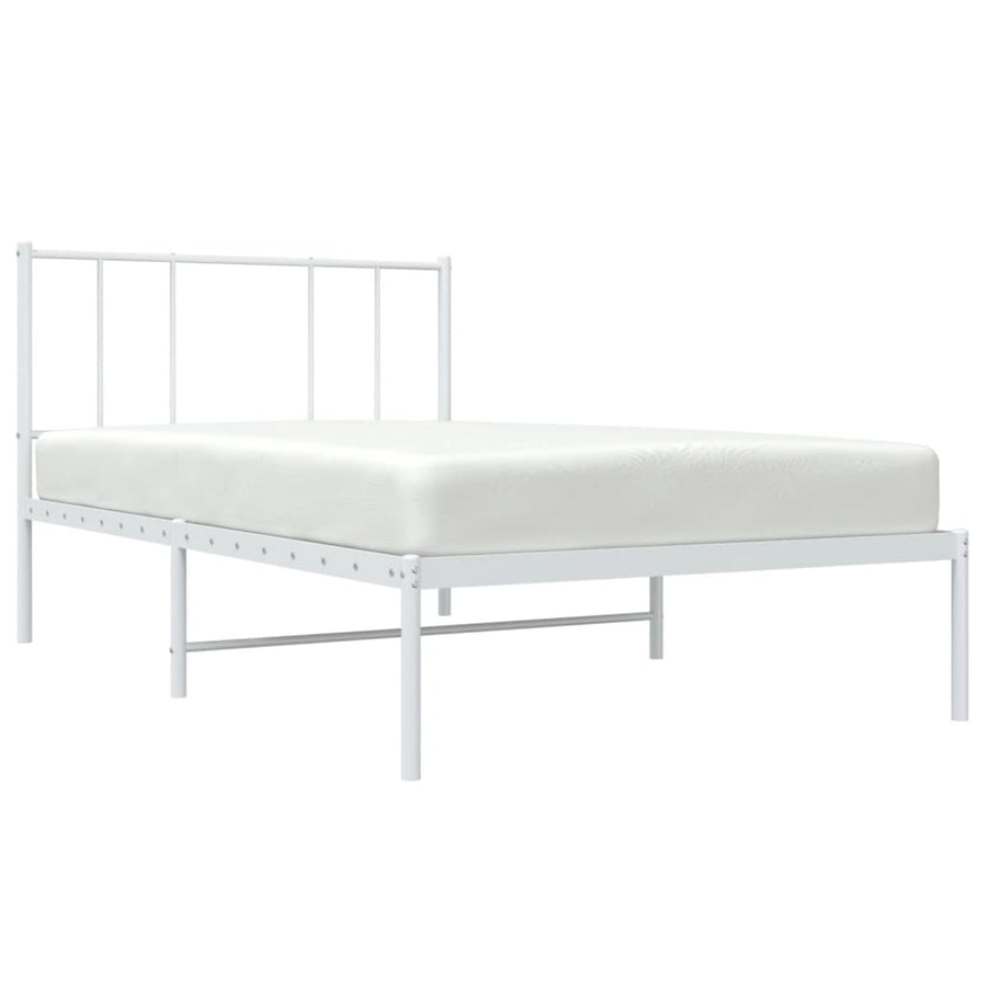 Bedframe met hoofdbord metaal wit 100x190 cm