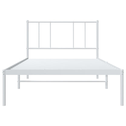Bedframe met hoofdbord metaal wit 100x190 cm