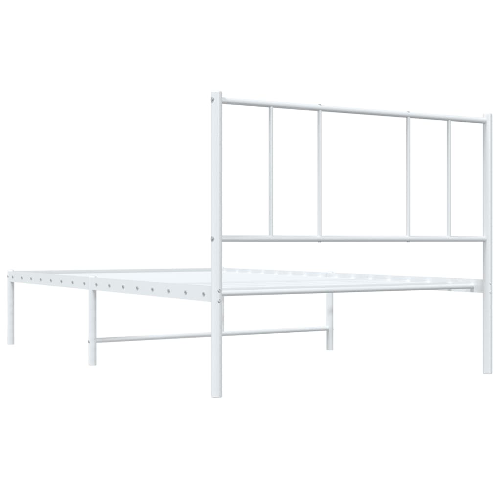Bedframe met hoofdbord metaal wit 100x190 cm