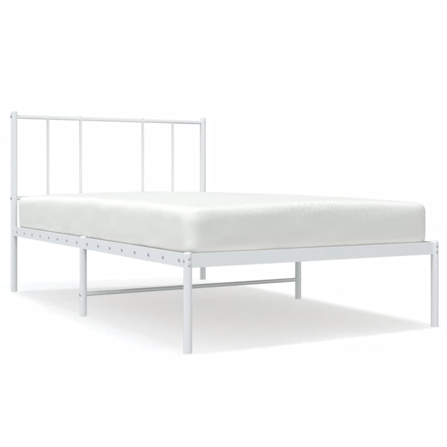 Bedframe Metaal 100 x 200 cm Wit met hoofdbord
