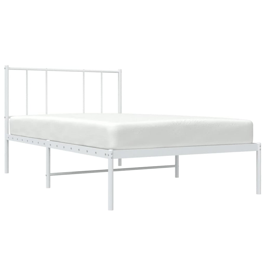 Bedframe Metaal 100 x 200 cm Wit met hoofdbord
