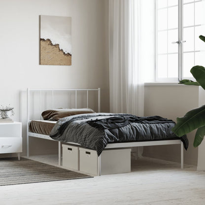 Bedframe Metaal 100 x 200 cm Wit met hoofdbord