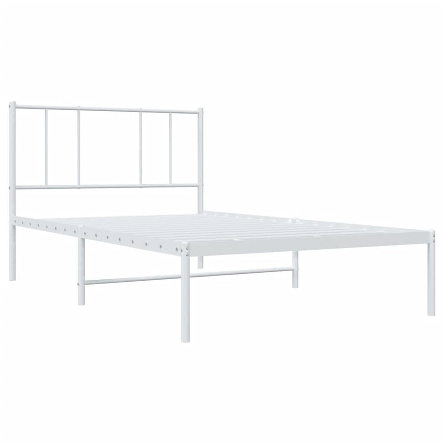 Bedframe Metaal 100 x 200 cm Wit met hoofdbord
