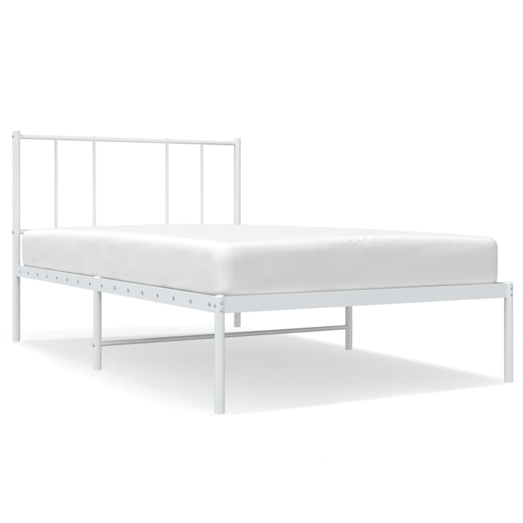 Bedframe Metaal 107 x 203 cm Wit met hoofdbord